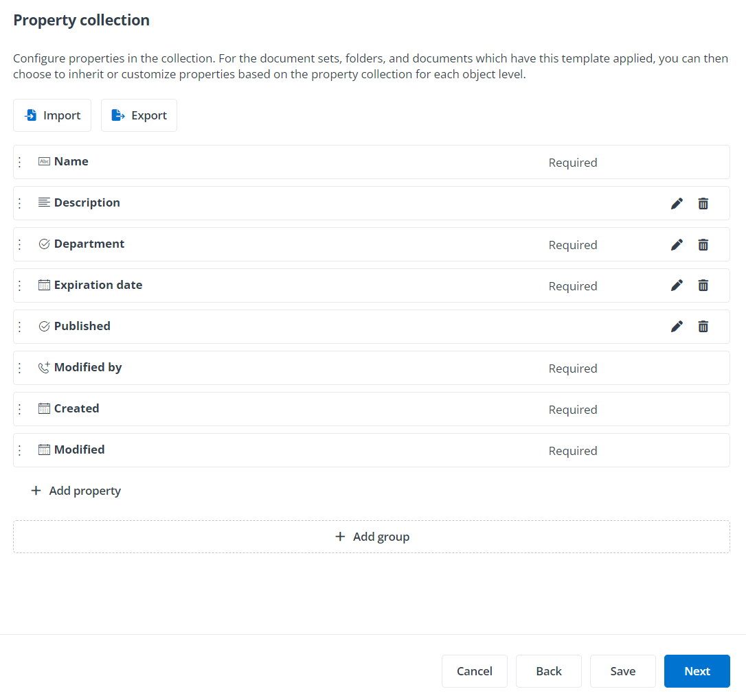 Property collection.