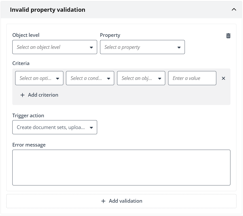 Invalid property validation.