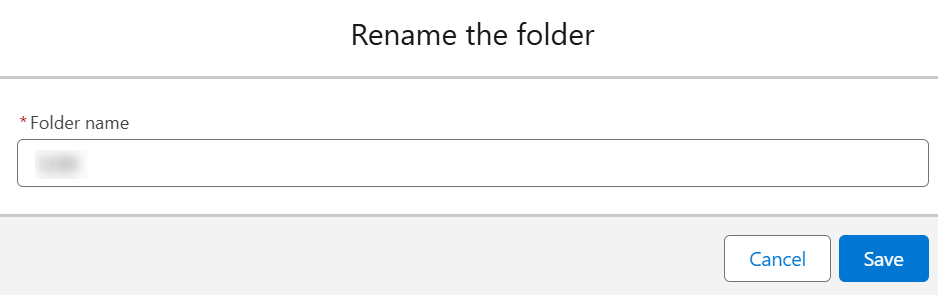 Rename the folder window in Salesforce app.