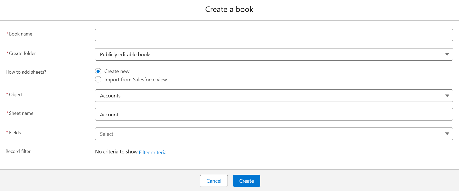 Create book panel in Salesforce app.