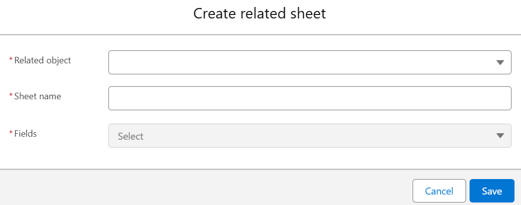 Create related sheet in Salesforce app.