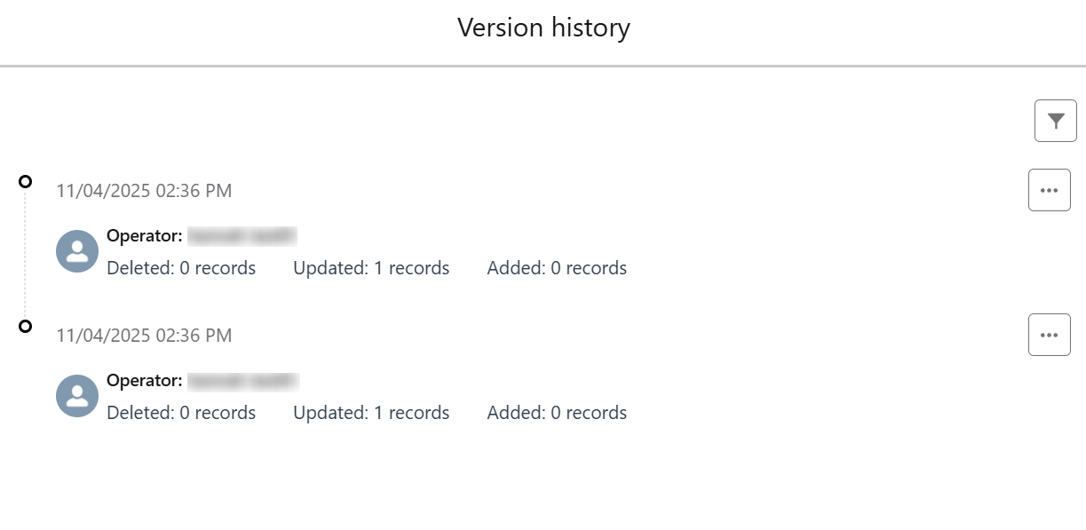 Version history window in Salesforce app.