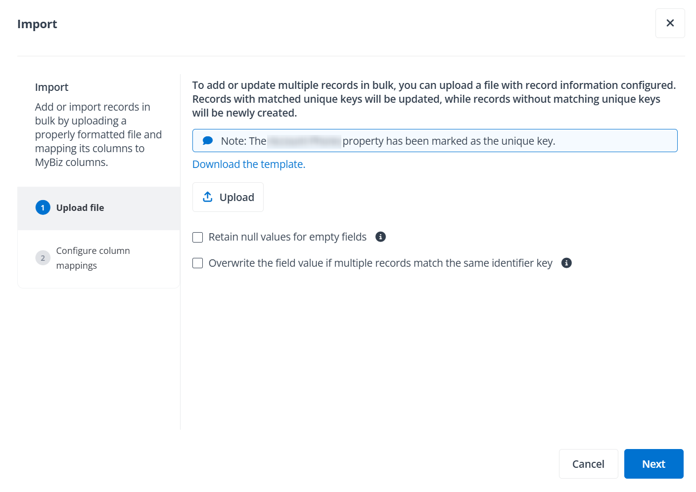 Import window in end user portal/Teams app.