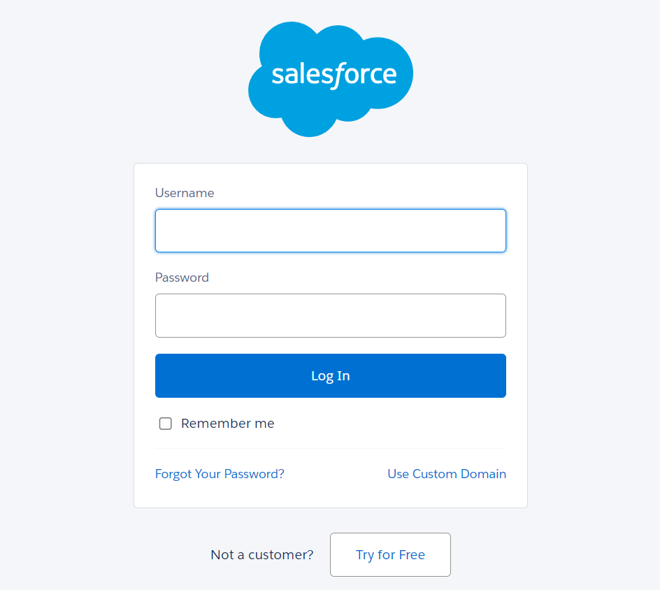Salesforce login window.