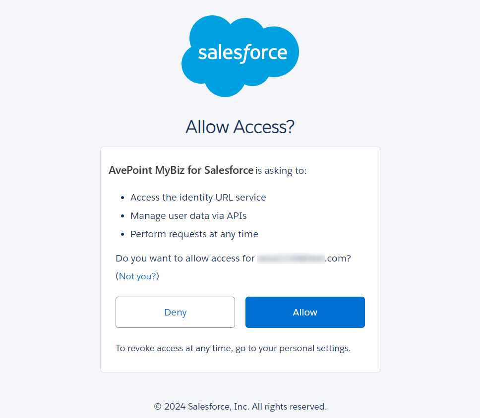 Allow Access window.