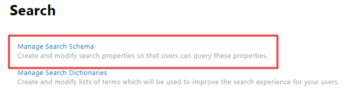 click Manage Search Schema