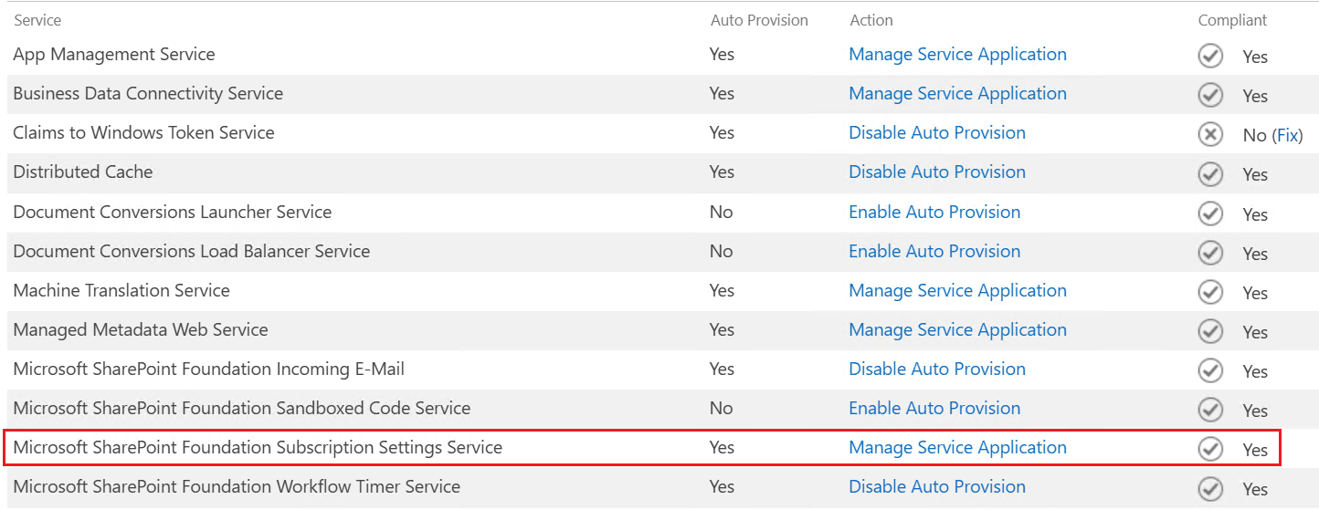 Locate Microsoft SharePoint Foundation Subscription Settings Service and click Enable Auto Provision.