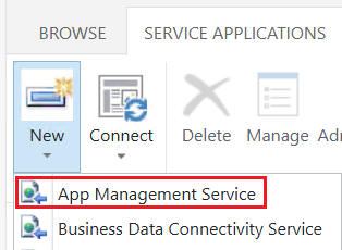 Click New > App Management Service. 