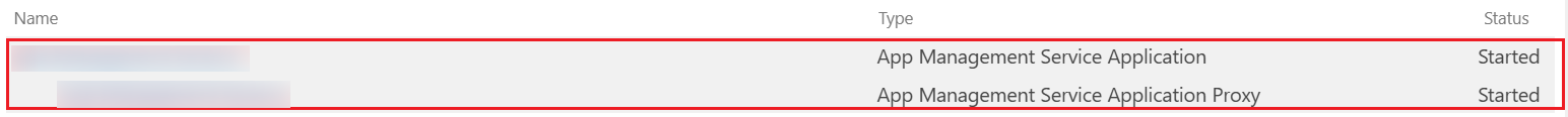 App Management Service Application and App Management Service Application Proxy. 