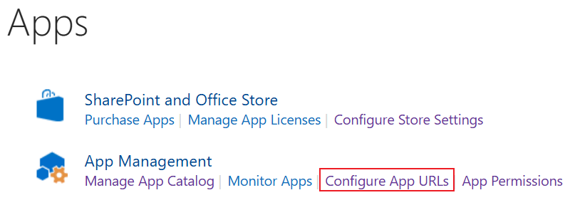 Click Configure App URLs