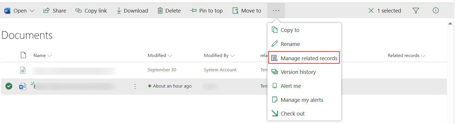 Click Manage related records.