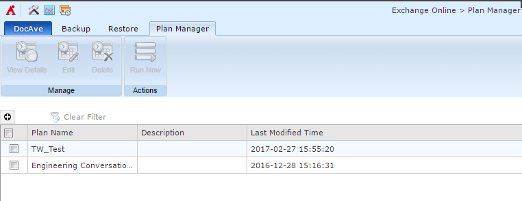 Exchange Online Plan Manager.
