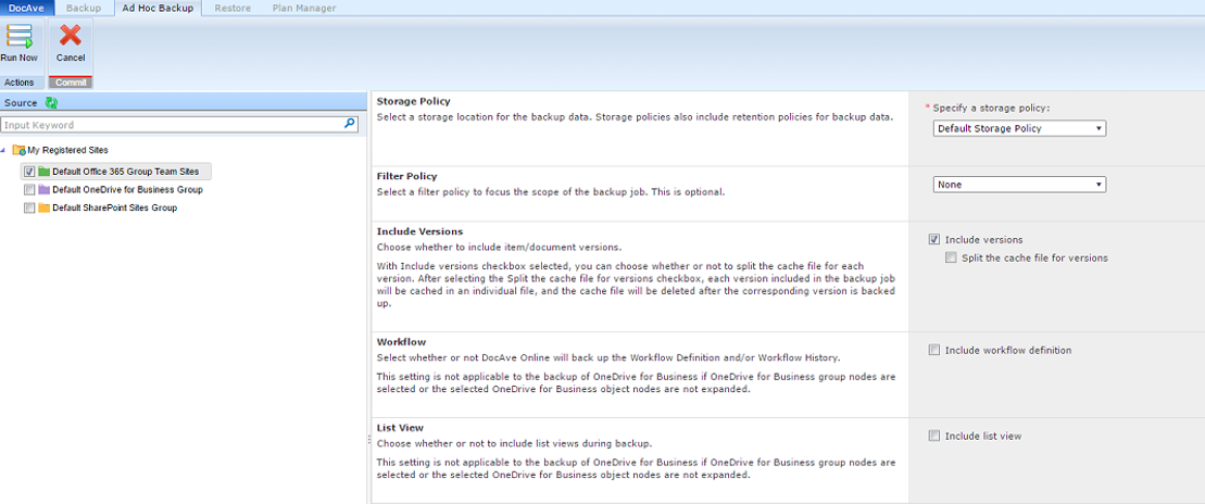 The Ad Hoc Backup Page. The Ad Hoc Backup Page.