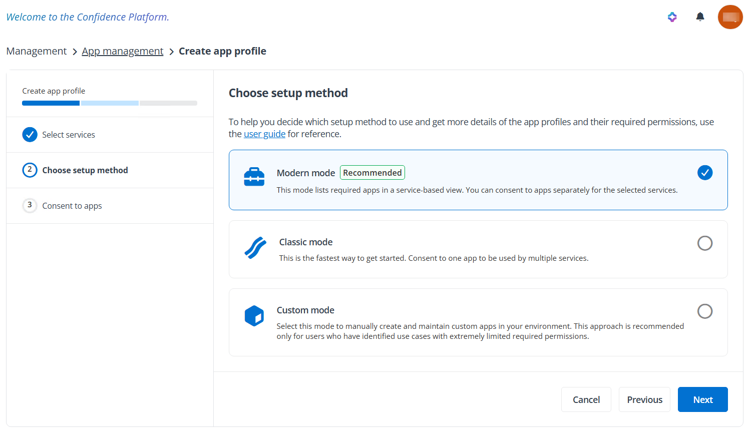 Choose the setup method. Choose the setup method.