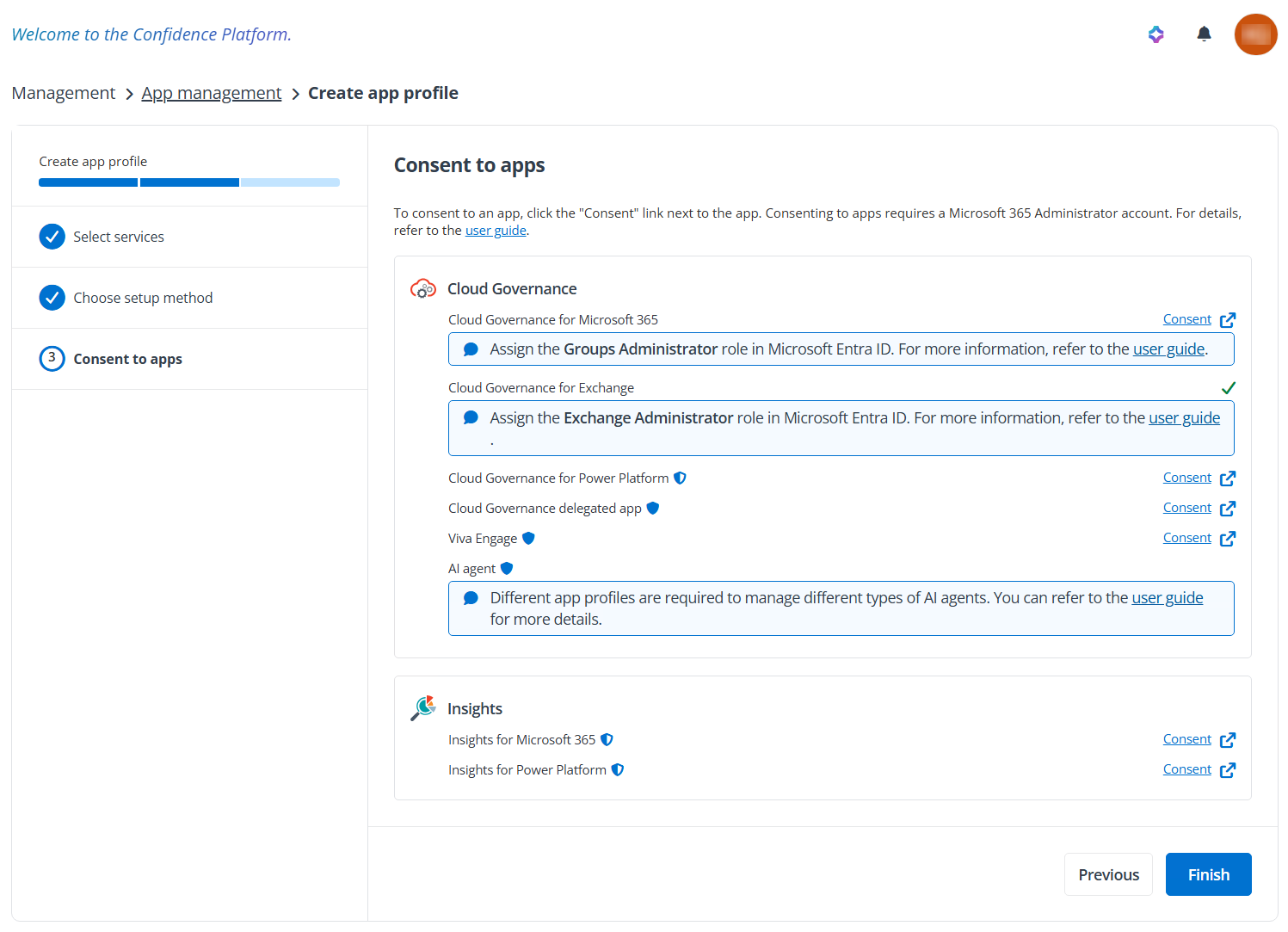 The Consent to apps page in the modern mode. The Consent to apps page in the modern mode.