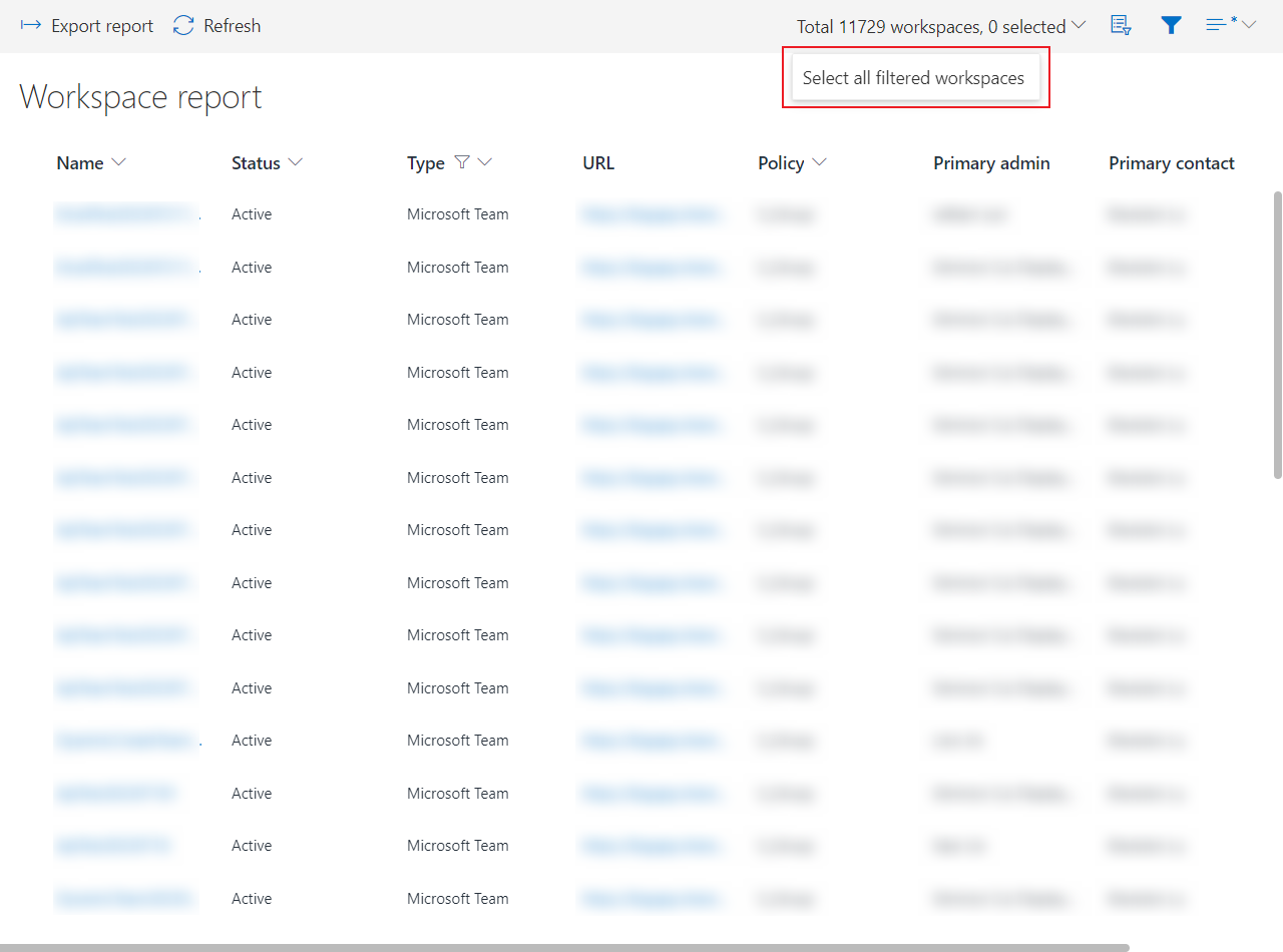 Select all filtered workspaces.