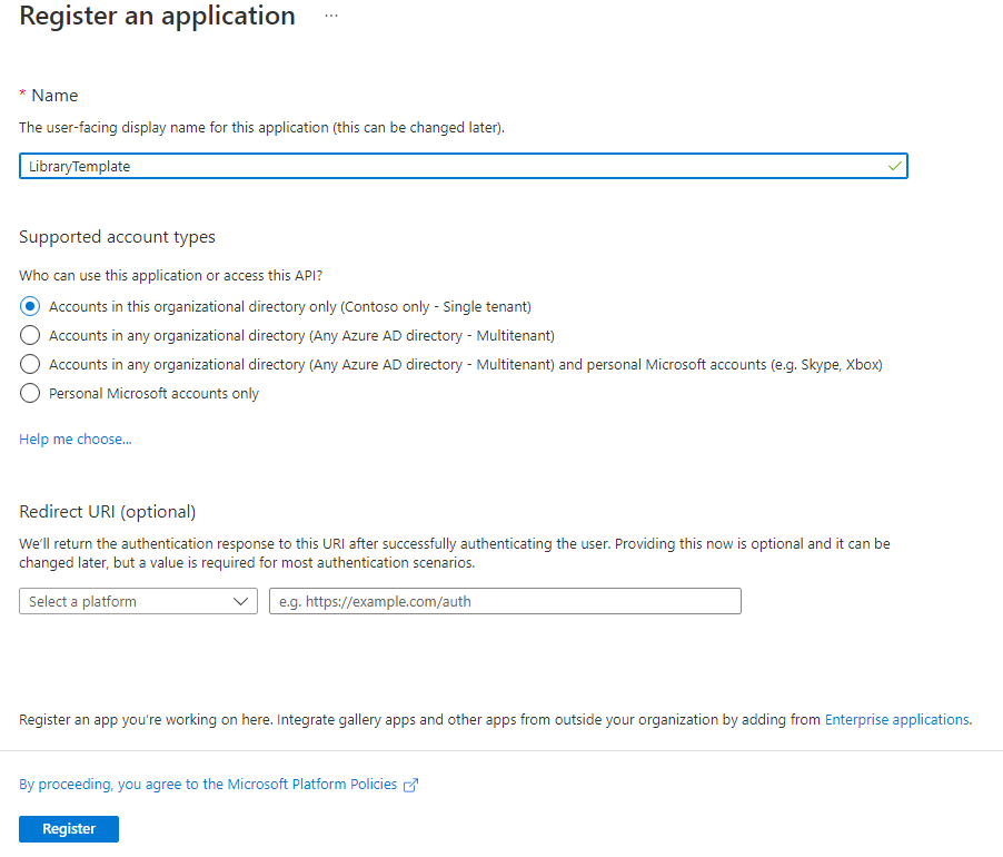 Registering an application.