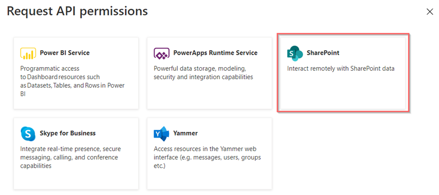 Selecting SharePoint.