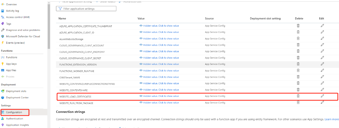 Adding a new application setting.