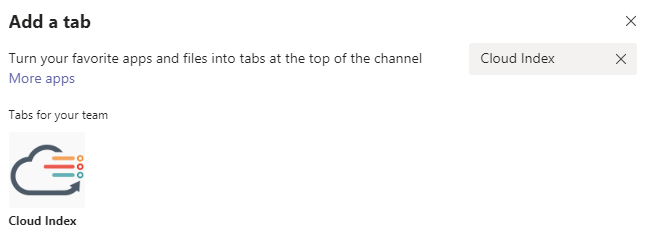 The Cloud Index app in Teams.