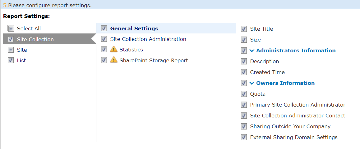 Configure report settings.