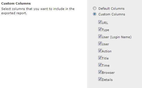 The Custom Columns field. The Custom Columns field.