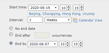The schedule settings for exporting report