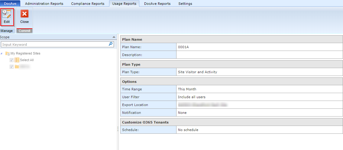 View details of a Usage Reports plan.