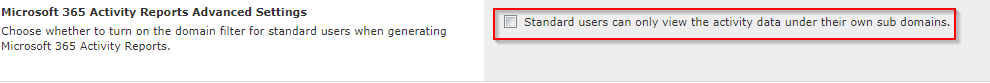The option to restrict the standard users only accessible to the activity data under their own subdomains. The option to restrict the standard users only accessible to the activity data under their own subdomains.