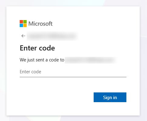 Enter the account verification code.