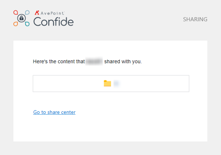 The email received when you are shared with files from the share center.