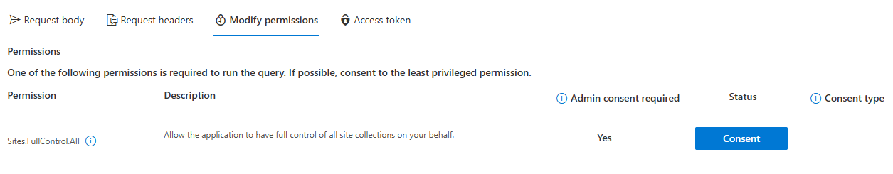 Configuring permissions under the Modify permissions tab.
