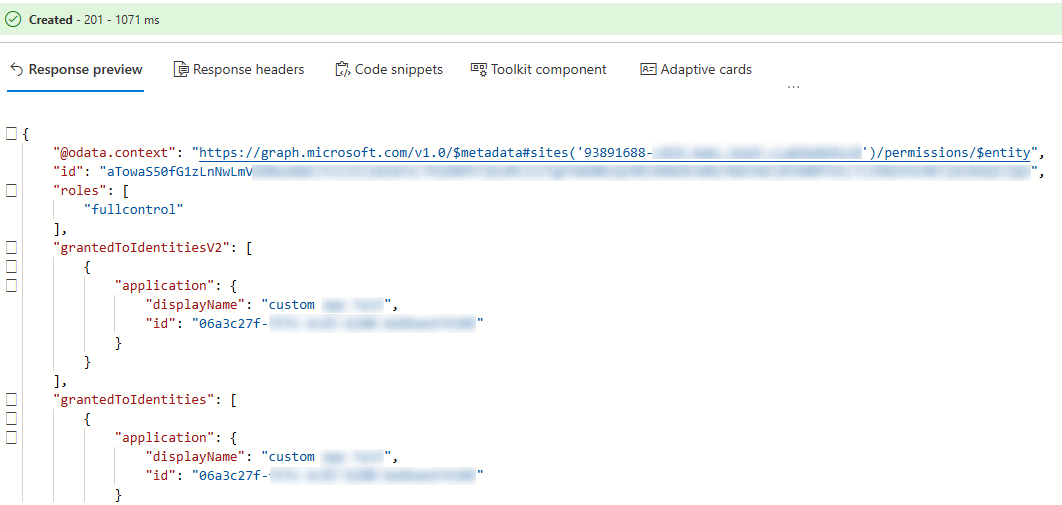 A sample of a successful execute.