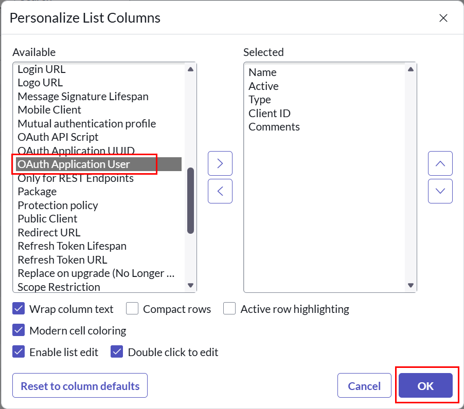 Add OAuth Application User column Add OAuth Application User column