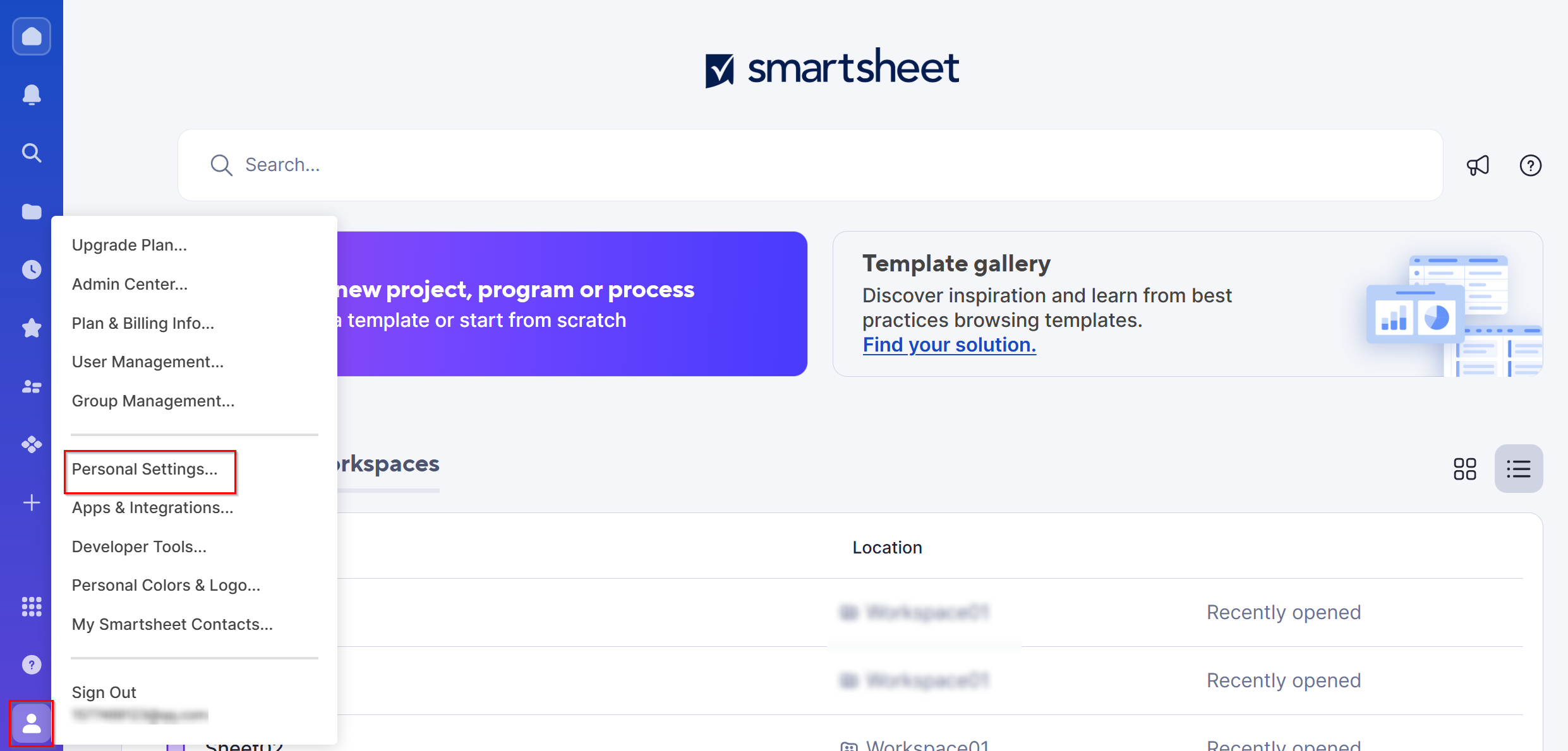 Select Personal Settings.