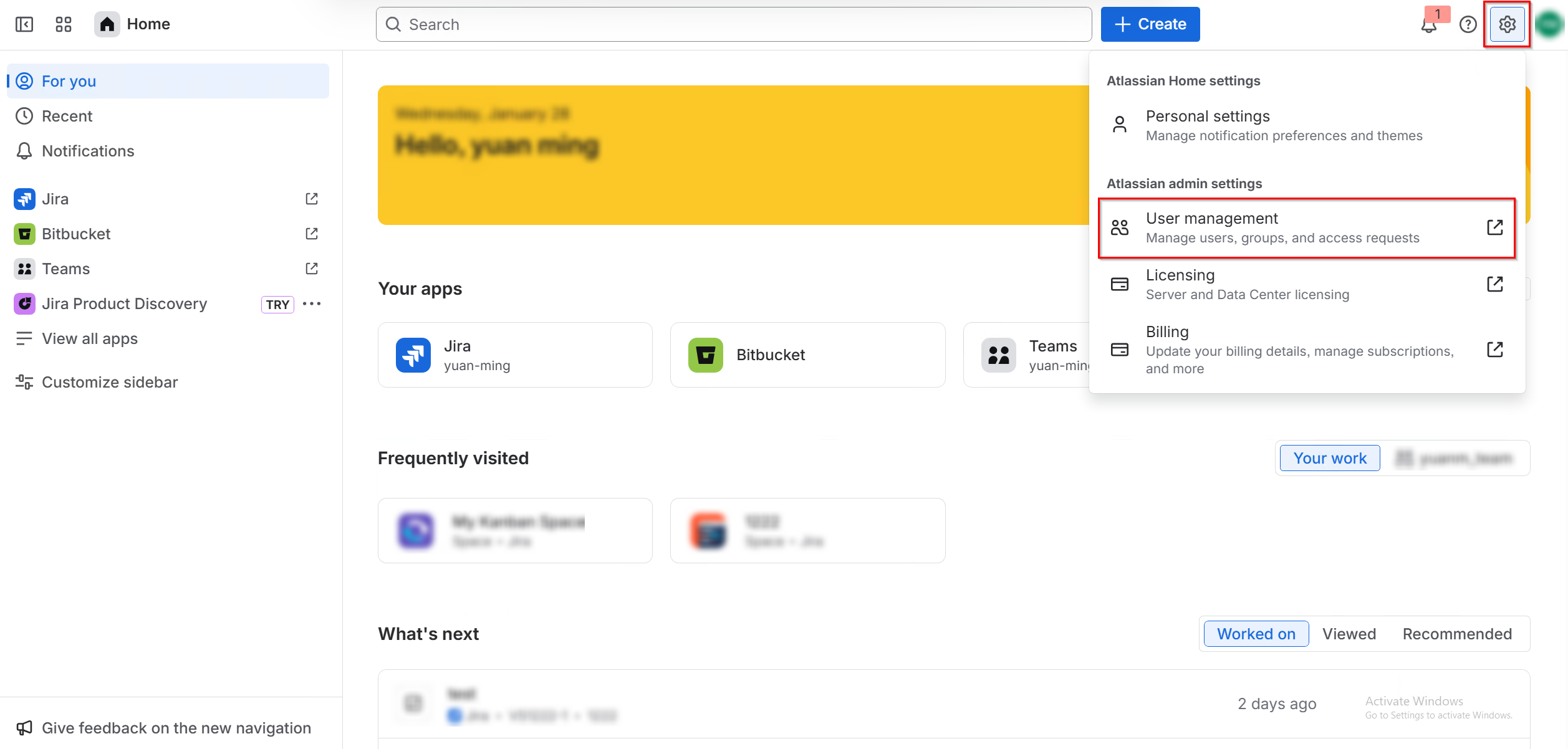 Click User management.