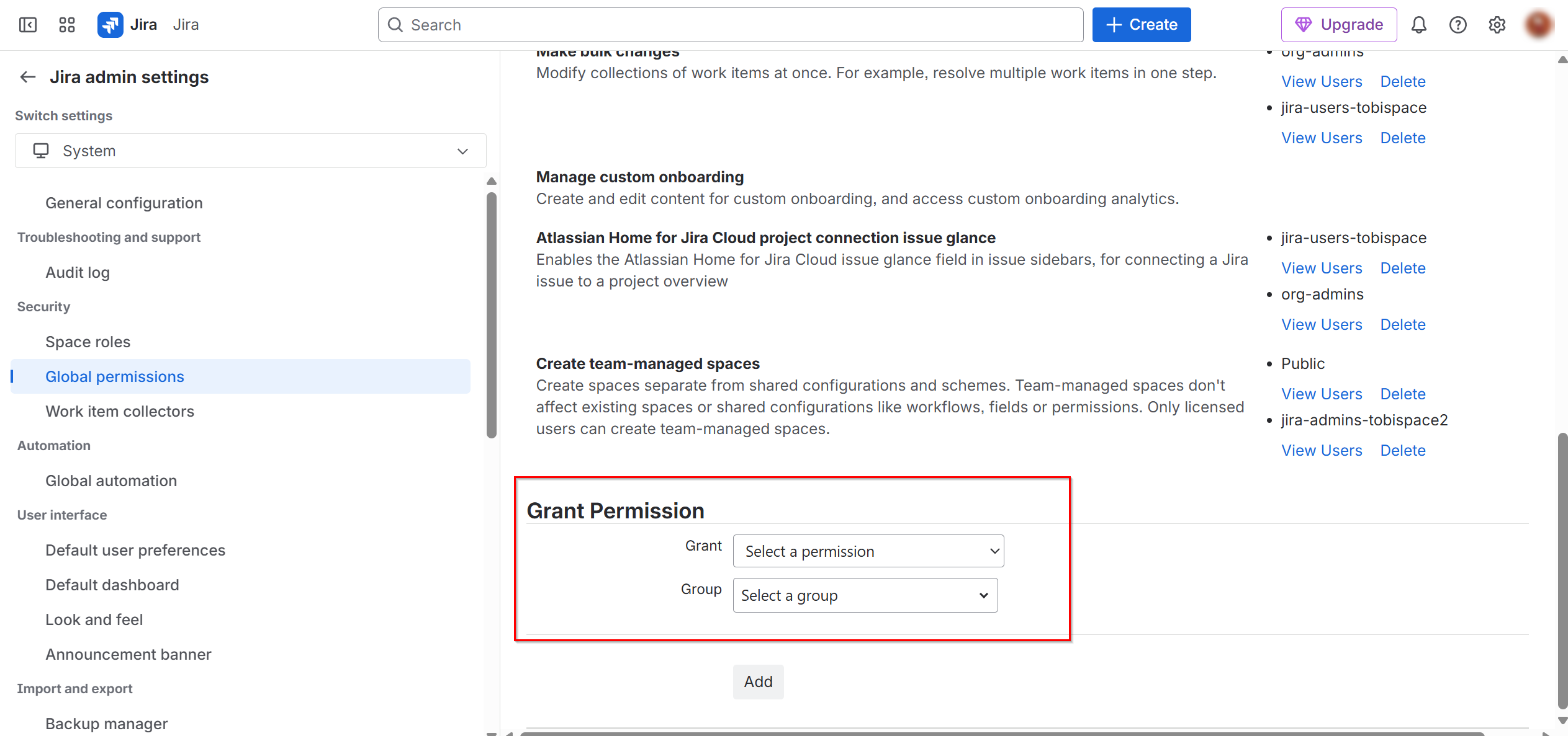 The Grant Permission field.