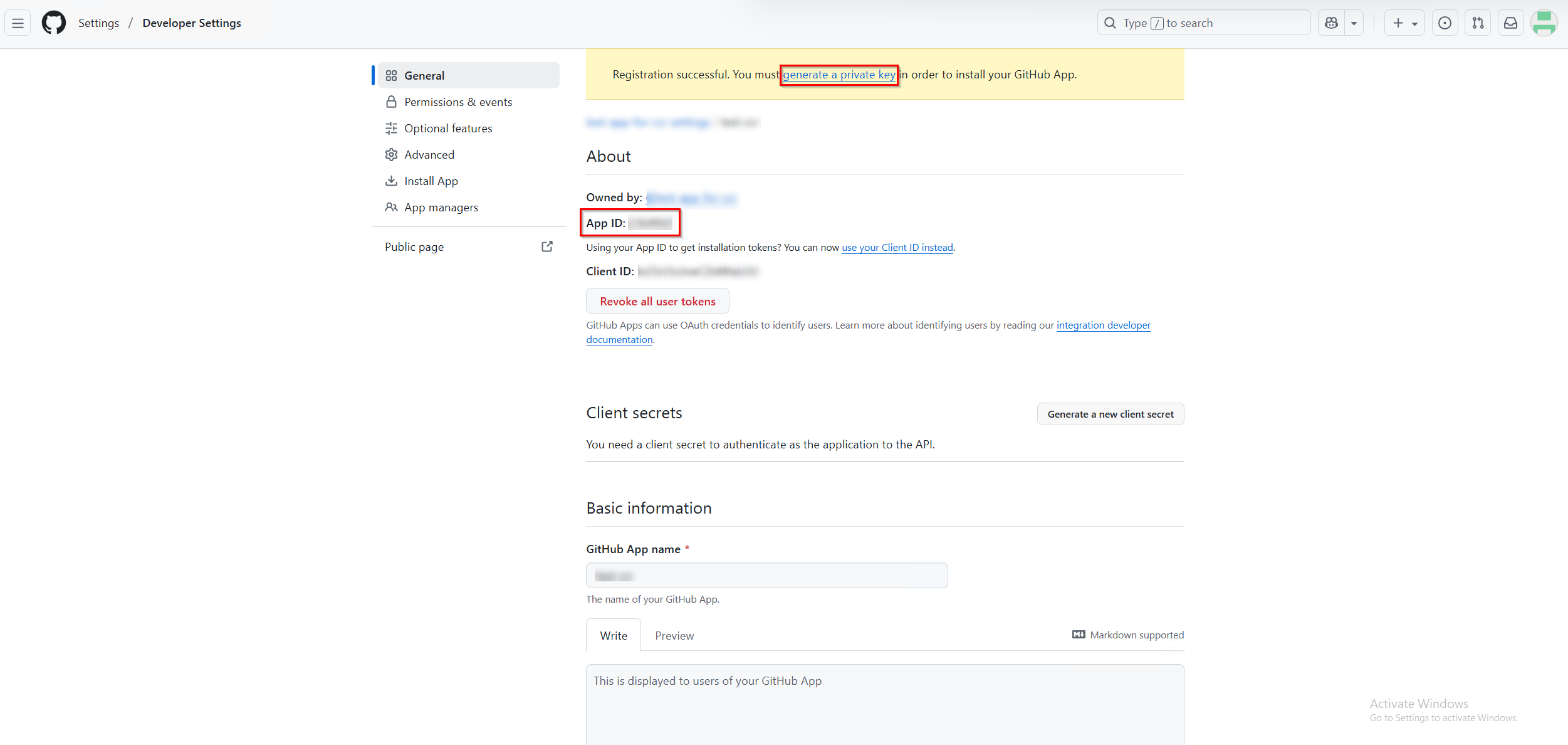 The app's details page.