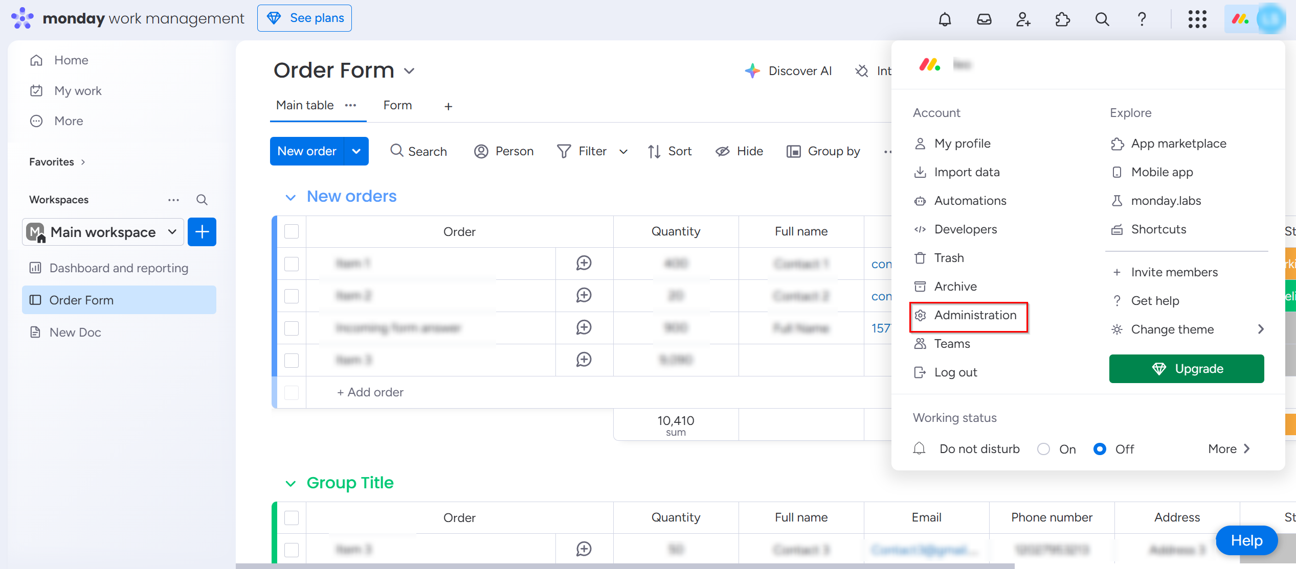 Click Administration.
