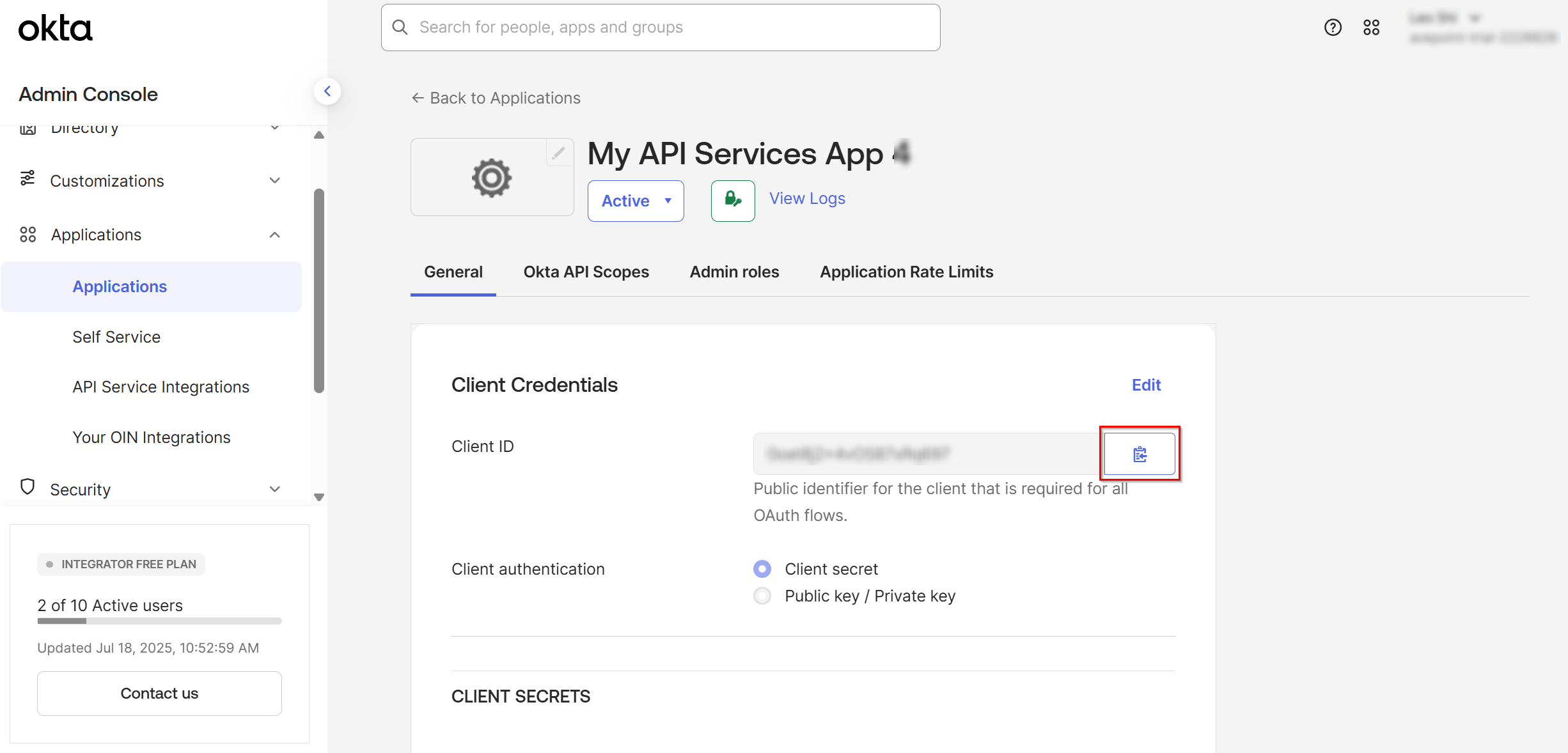 Click the Copy to clipboard button. 