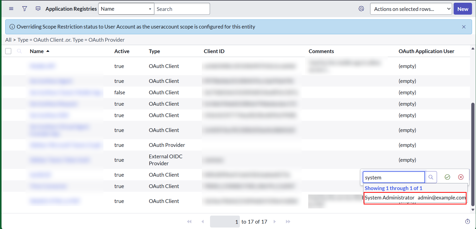 Configure OAuth Application User OAuth Application User