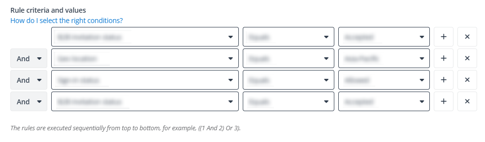 Configure rule criteria and values.