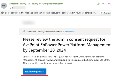 Click Review request.