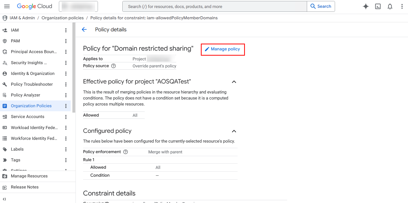 Manage policy. Manage policy.