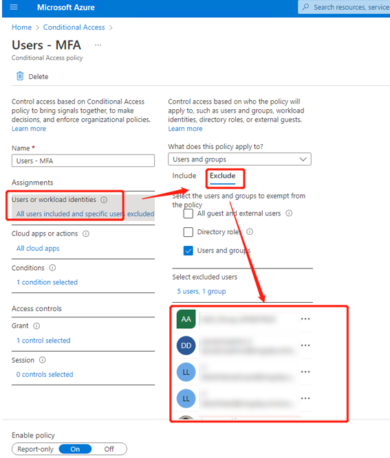 Excluding a Microsoft 365 user from an access policy
