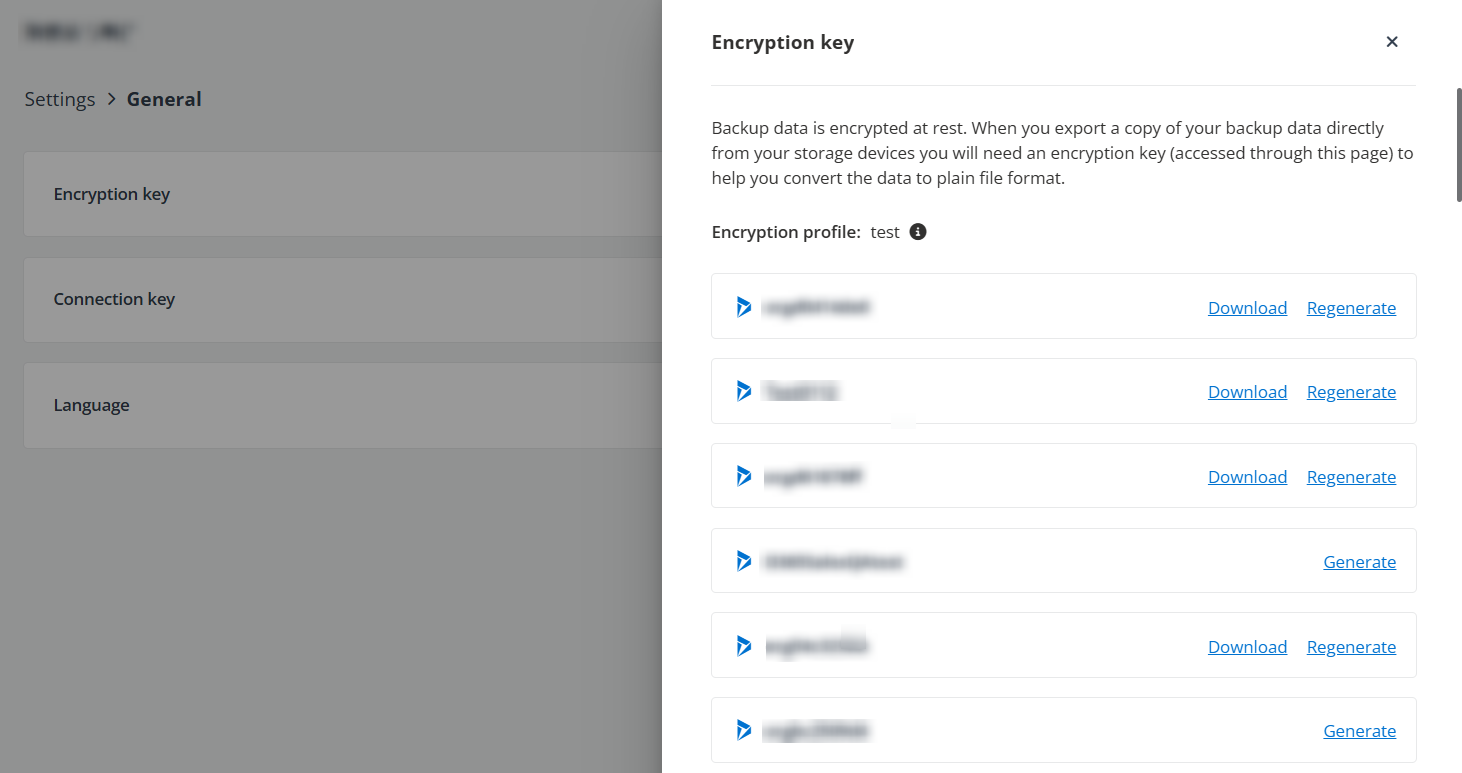 Export the encryption key. 