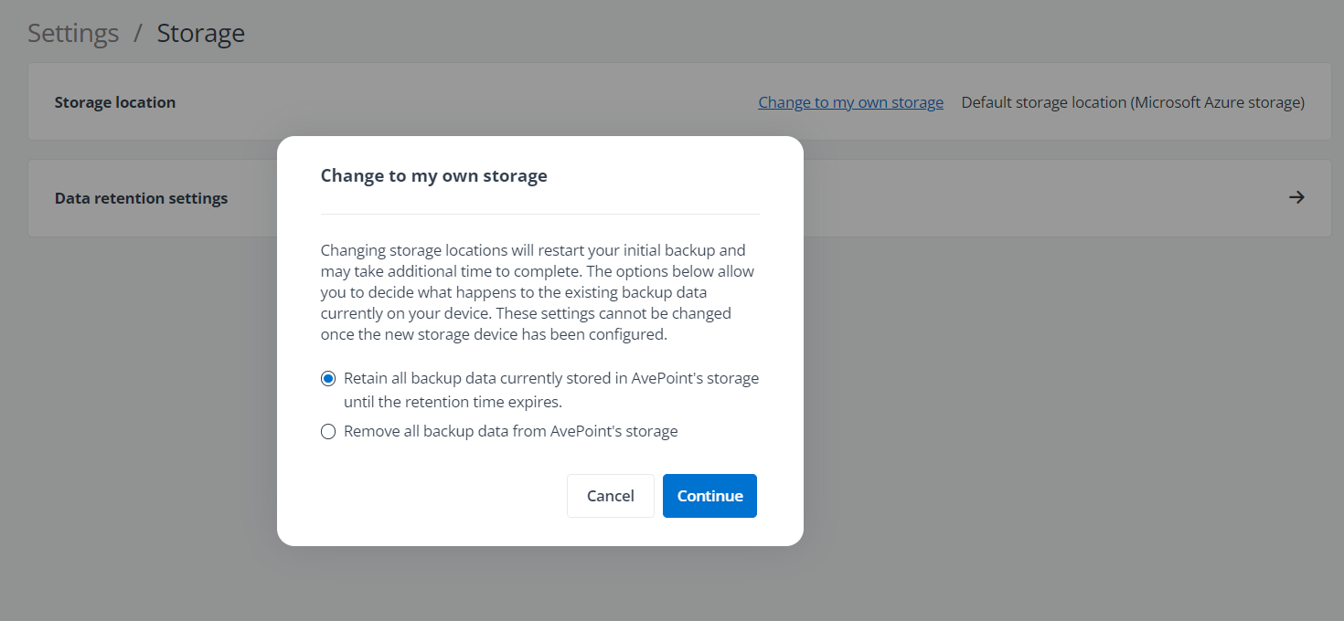 The Change to my own storage window.