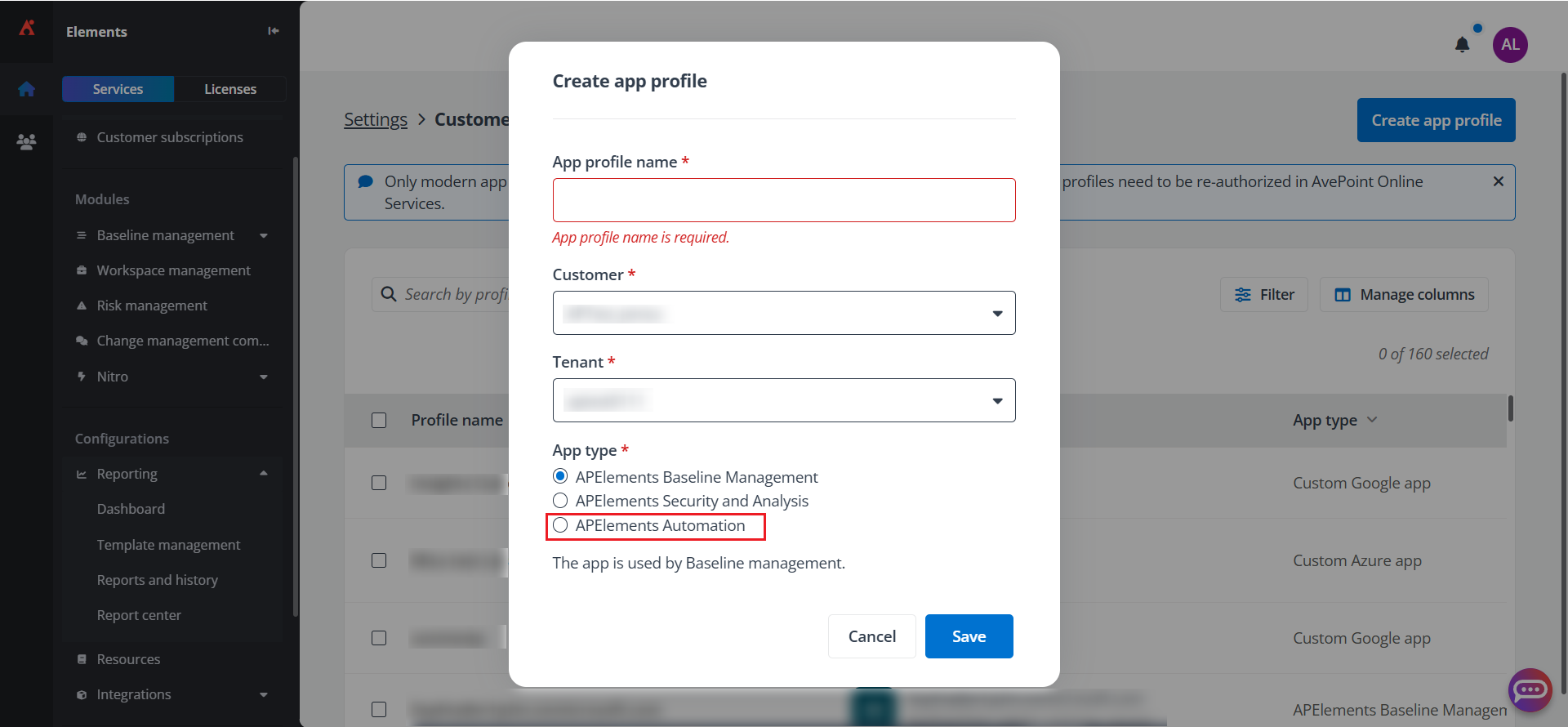 create a customer app profile 