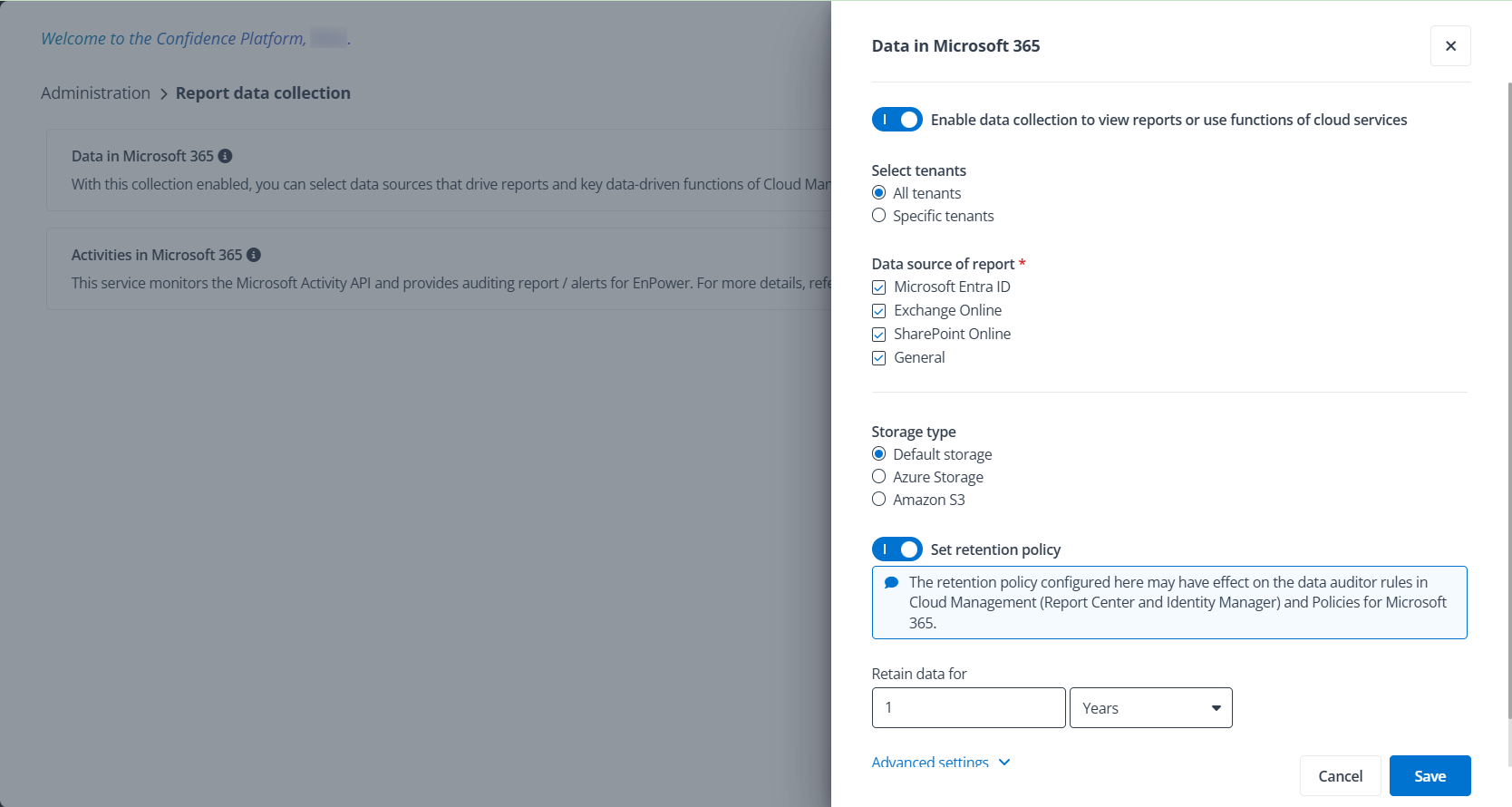 Enable report data collection