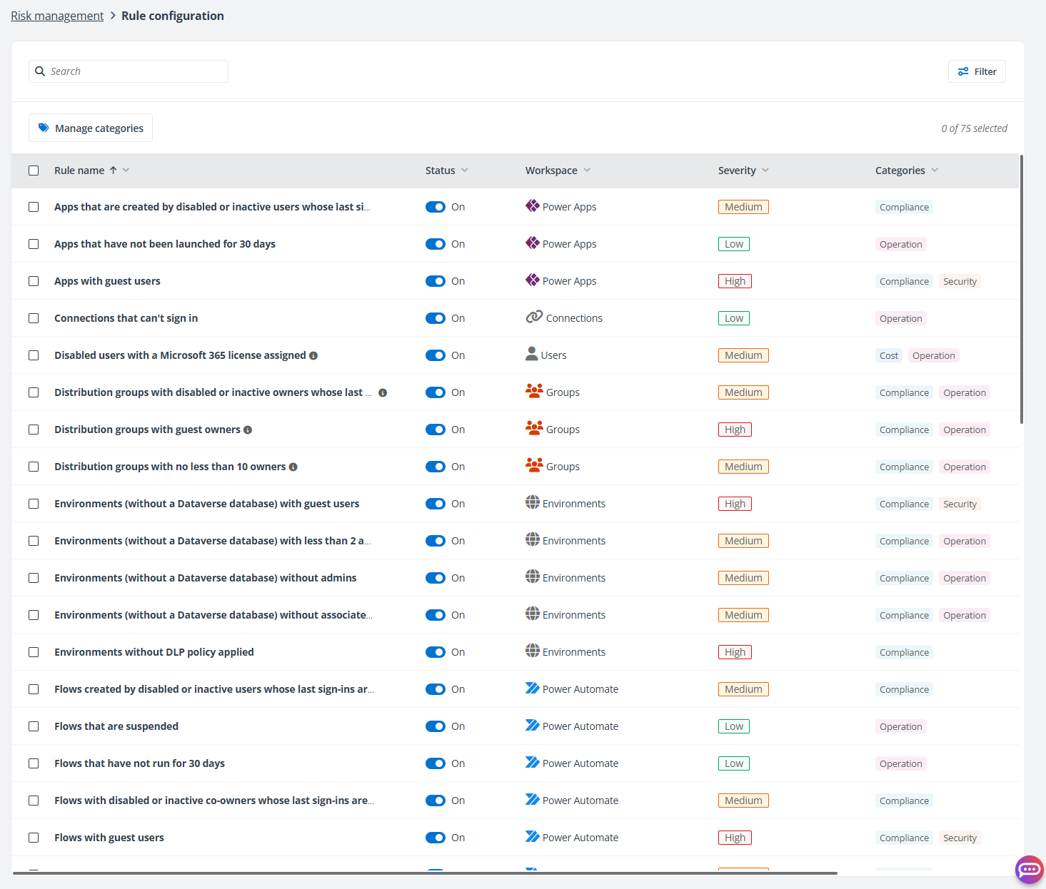 Rule configuration page.